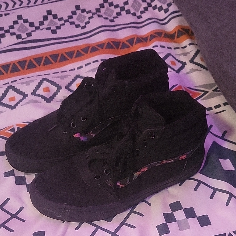 Vans Black High-Top Sneakers with Pink Accent